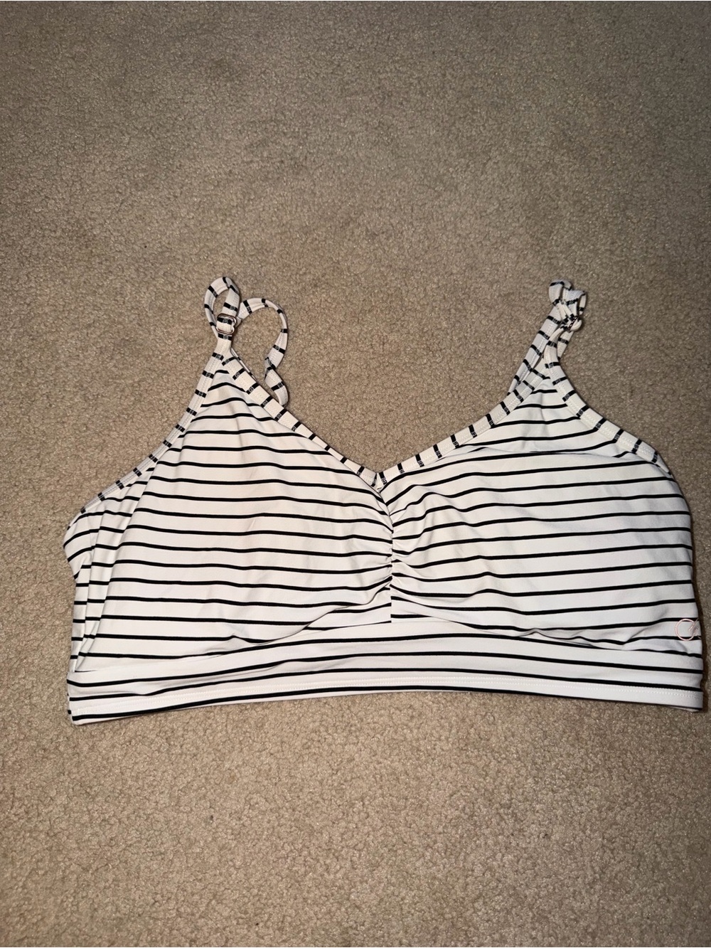 Striped White and Black Wireless Bikini Top